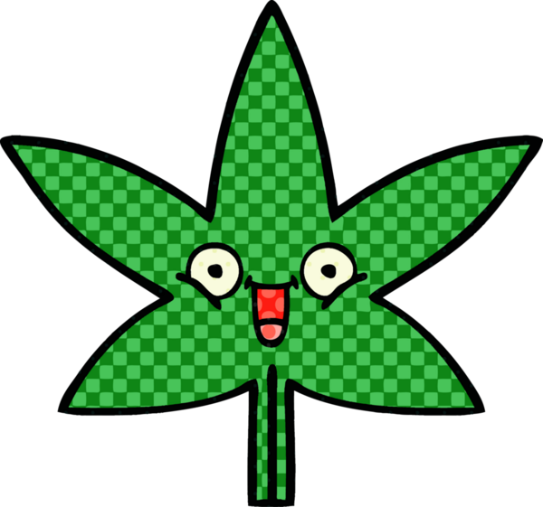 Bir insan tarafından çizilmiş marihuana yaprağının karikatürü.