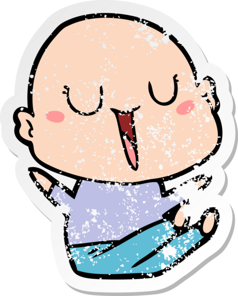 Bir insan tarafından çizilmiş mutlu, kel bir adamın sıkıntılı çıkartması.