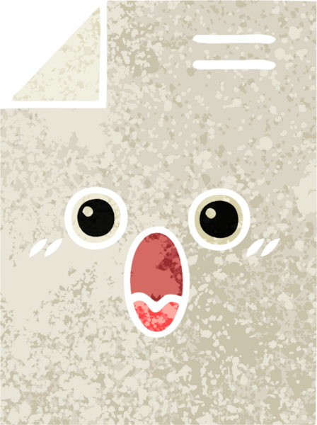 Bir insan tarafından çizilmiş şok olmuş bir kağıdın retro illüstrasyon tarzı karikatürü