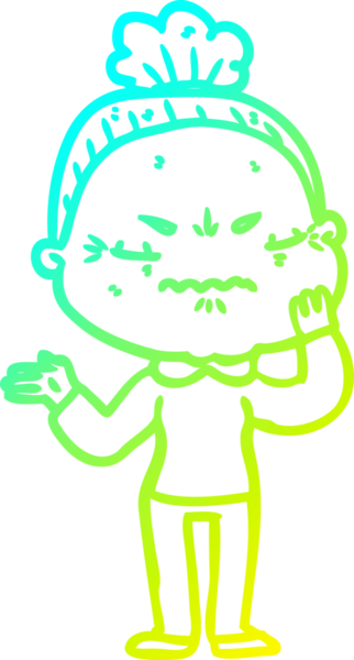 Bir çizgi film çizimi, bir insan tarafından çizilmiş yaşlı bir kadını rahatsız ediyordu.