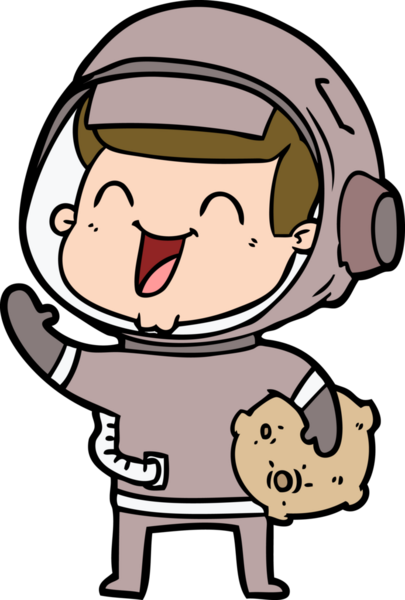 Bir insan tarafından çizilmiş mutlu astronot çizgi filmi.