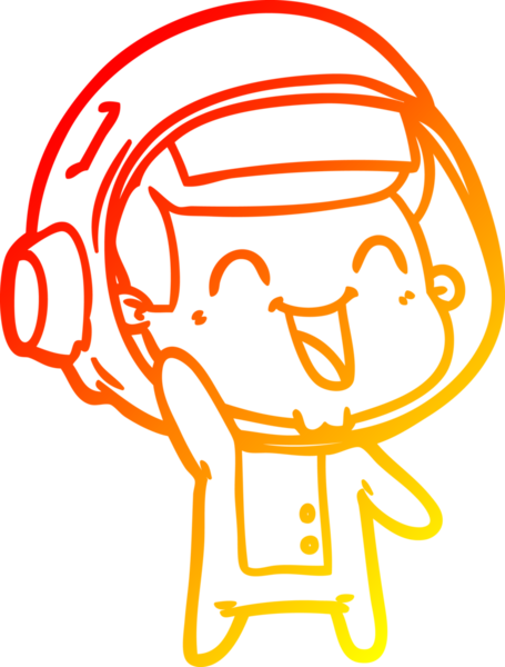 Bir insan tarafından çizilmiş mutlu bir astronotun sıcak çizgi çizimi