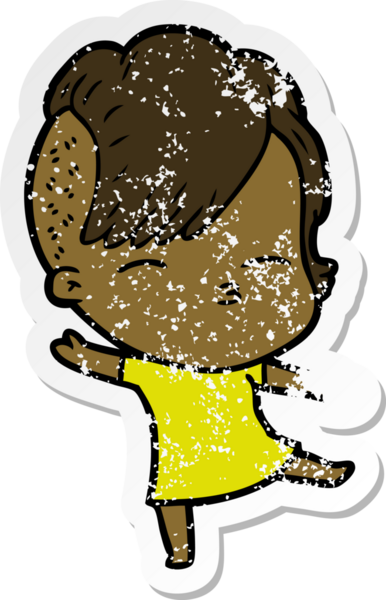 Bir insan tarafından çizilmiş, gözlerini kısan bir çizgi film karakterinin sıkıntılı çıkartması.