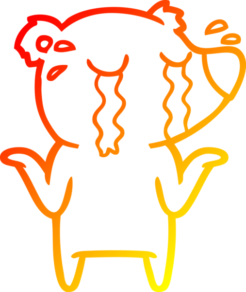 Bir insan tarafından çizilmiş ağlayan bir ayının sıcak çizgi çizimi