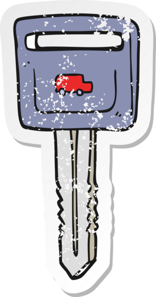 Bir insan tarafından çizilmiş çizgi film arabasının gerilimli çıkartması.