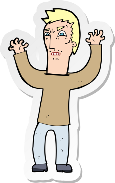 Bir insan tarafından çizilmiş kızgın bir adamın çıkartması.