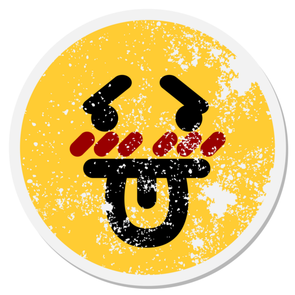 bir insan tarafından çizilmiş utangaç yüz dairesel etiketi