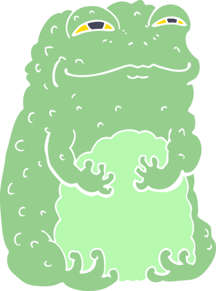 bir insan tarafından çizilmiş düz renkli karikatür kendini beğenmiş kurbağa