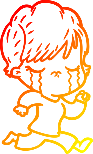 Bir insan tarafından çizilmiş, ağlayan bir çizgi kadın çizimi.