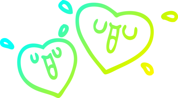 Bir insan tarafından çizilmiş mutlu bir karikatürün soğuk gradyan çizimi.