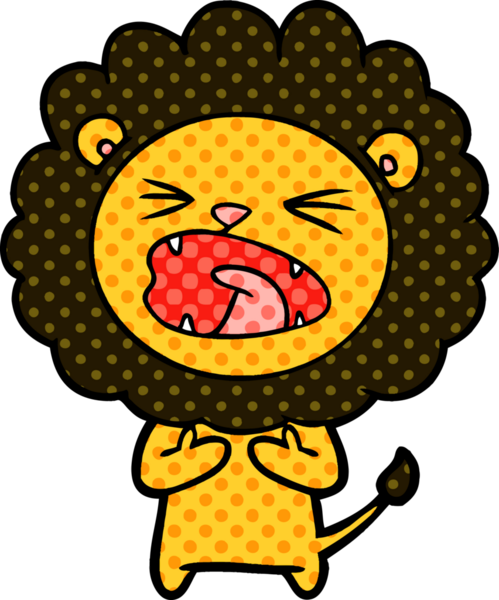 Bir insan tarafından çizilmiş çizgi film aslanı.