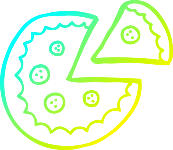 Bir insan tarafından çizilmiş soğuk gradyan pizza çizimi.