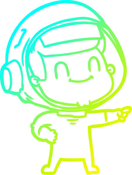 Bir insan tarafından çizilmiş mutlu bir astronot çizgi roman çizimi.