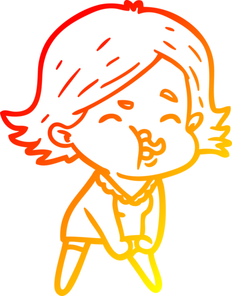 Bir insan tarafından çizilmiş bir çizgi film kızının sıcak çizgi çizimi.