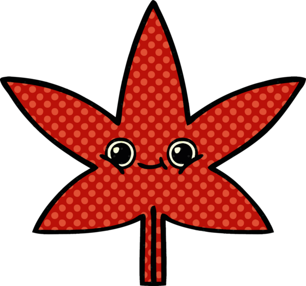 Bir insan tarafından çizilmiş güz yaprağının çizgi romanı.