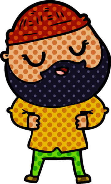 Bir insan tarafından çizilmiş sakallı bir çizgi film adamı.