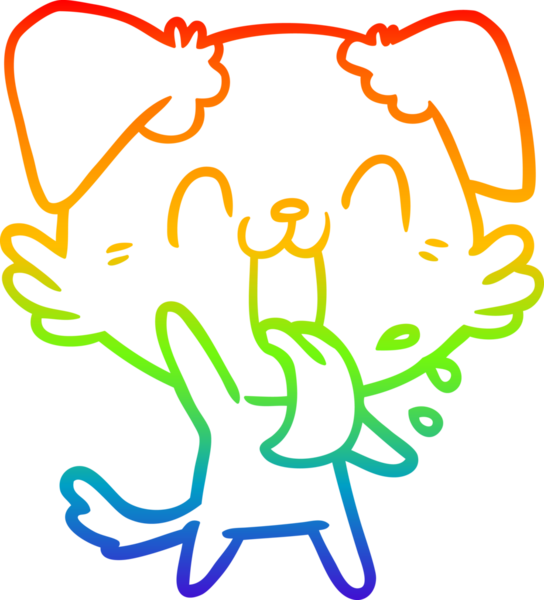 Bir insan tarafından çizilmiş nefes nefese kalmış bir köpeğin çizdiği gökkuşağı gradyanı çizimi