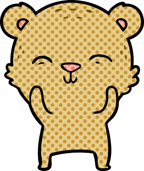 Bir insan tarafından çizilmiş mutlu çizgi film ayısı.