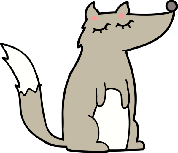 Bir insan tarafından çizilmiş bir kurt çizgi filmi.