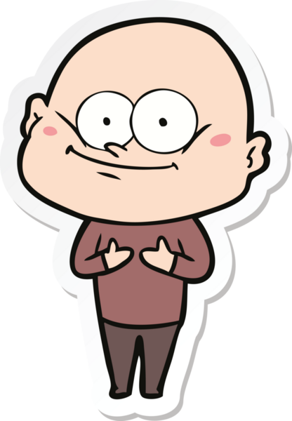 Bir insan tarafından çizilmiş kel bir adamın çıkartması.