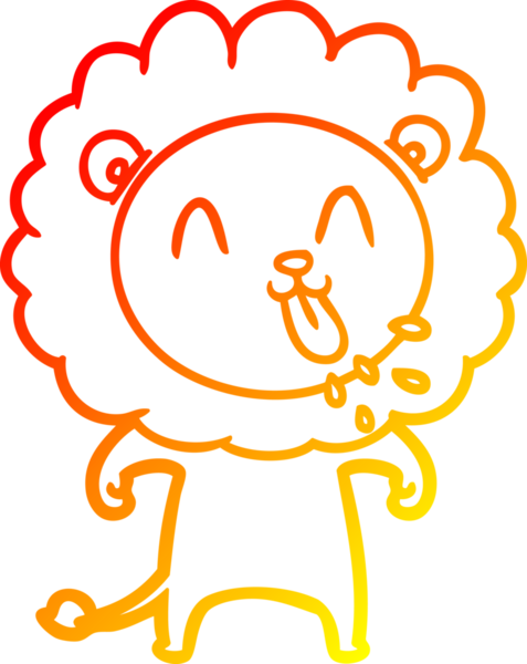 Bir insan tarafından çizilmiş mutlu çizgi film aslanının sıcak çizgi çizimi