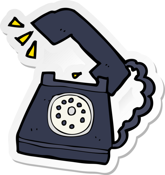 Bir insan tarafından çizilmiş telefon çalan çizgi film etiketi.