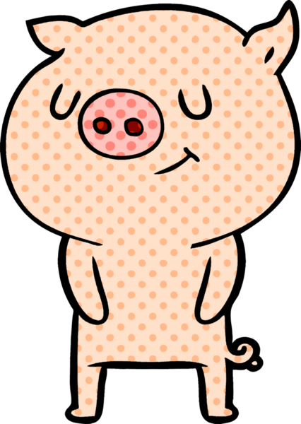Bir insan tarafından çizilmiş mutlu çizgi film domuzu.