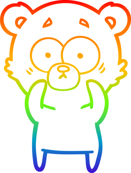 gökkuşağı gradyan çizimi şaşırmış bir kutup ayısı karikatürü bir insan tarafından çizildi