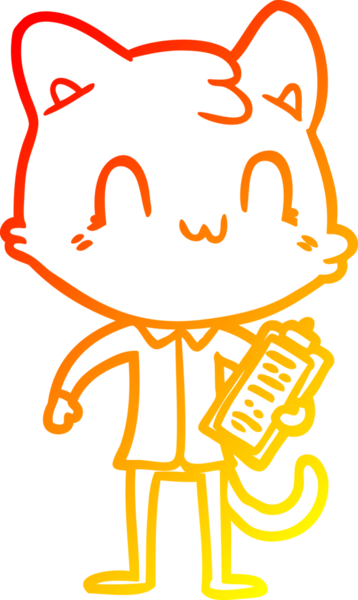 Bir insan tarafından çizilen mutlu çizgi bir kedinin sıcak gradyan çizimi