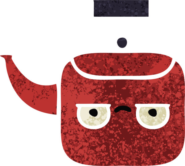 Bir insan tarafından çizilmiş bir çaydanlığın retro çizim tarzı karikatürü