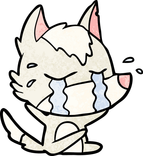 Bir insan tarafından çizilmiş ağlayan kurt çizgi filmi.