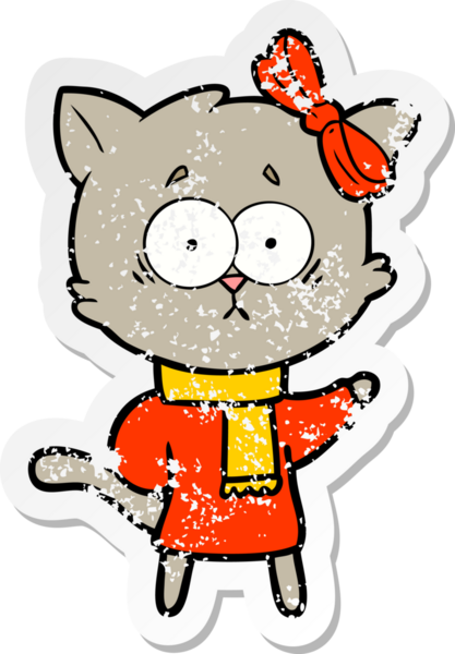 Bir insan tarafından çizilmiş karikatür bir kedinin sıkıntılı çıkartması.