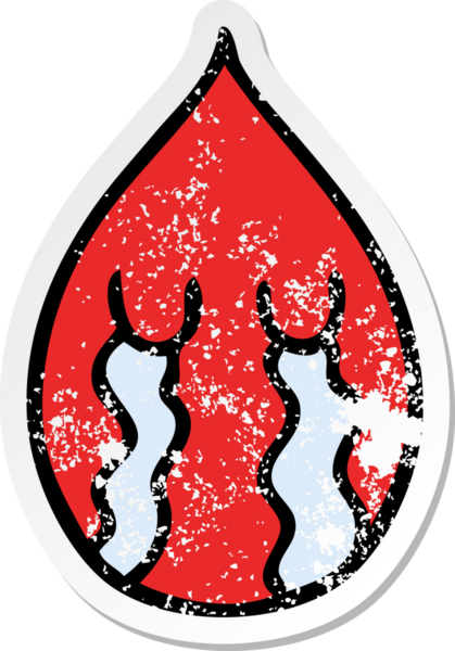 Bir insan tarafından çizilmiş garip bir el çıkartması. Duygusal kan damlası.