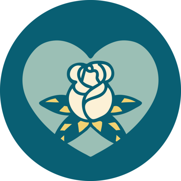 Bir insan tarafından çizilmiş kalp ve çiçeklerin ikonik dövme şekli