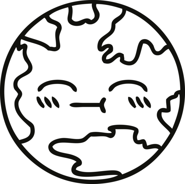 Bir insan tarafından çizilmiş bir gezegenin çizgi çizimi.