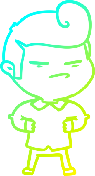 Bir insan tarafından çizilmiş, moda saç kesimli, karikatür çizen havalı bir adam.