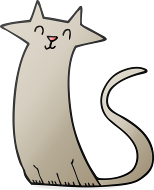 Bir insan tarafından çizilmiş serbest çizim çizgi film kedisi.