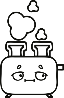 Bir insan tarafından çizilmiş bir tost makinesinin çizgi çizimi