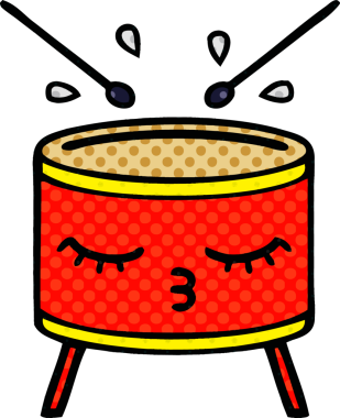 bir insan tarafından çizilmiş bir davul karikatürü.