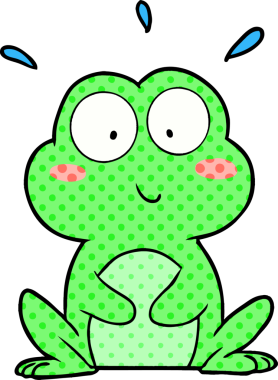 Bir insan tarafından çizilmiş şirin bir kurbağa.