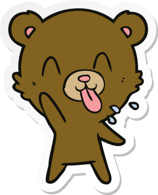 Bir insan tarafından çizilmiş kaba bir çizgi film ayısının çıkartması.