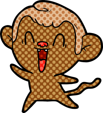 Bir insan tarafından çizilmiş gülen maymun çizgi filmi