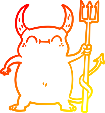 Bir insan tarafından çizilmiş küçük bir şeytan çizgi çizimi.