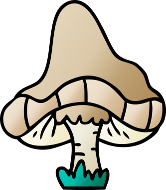 Bir insan tarafından çizilmiş tek bir mantarın gradyan karikatürü.