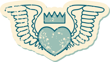 Bir insan tarafından çizilmiş kanatlı bir kalbin sembolik dövmesi.