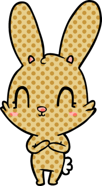 Bir insan tarafından çizilmiş şirin çizgi film tavşanı.