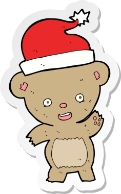 Bir insan tarafından çizilmiş bir karikatür Noel oyuncak ayısının çıkartması.