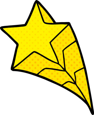 Bir insan tarafından çizilmiş bir çizgi film yıldızı.