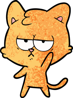 Bir insan tarafından çizilmiş sıkıcı çizgi film kedisi.