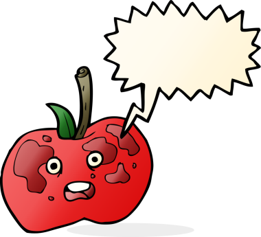 bir insan tarafından çizilmiş konuşma balonlu çizgi film elması